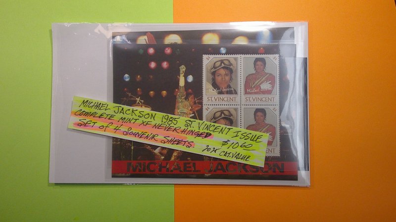 St. Vincent 1985 Michael Jackson Scott# 898-901 Set of 4 S/S Mint XF NH CPL