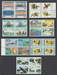 Palau Sc 4a, 8a, 54a,58a,121Ef,149a,C4a,MNH. 1983-87 issues, 7 complete sets, VF