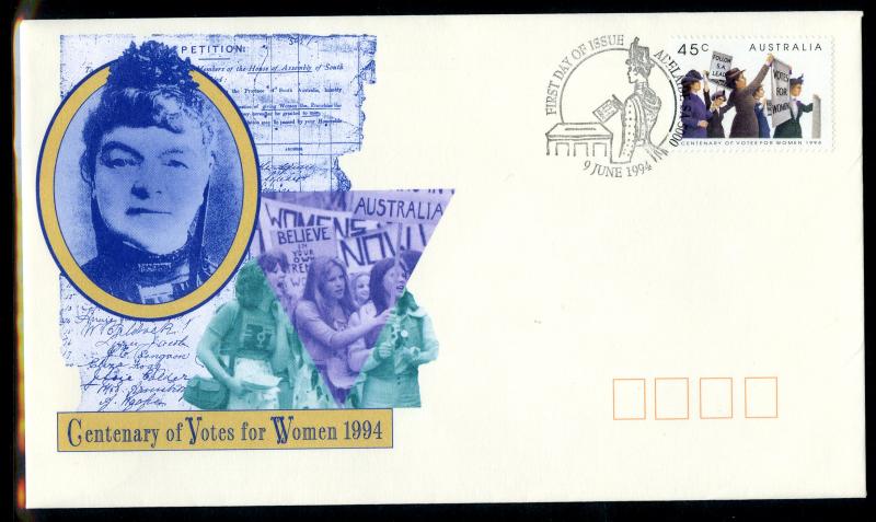 AUSTRALIA 1375 1ST DAY COVER BIN $3.50 VOTES FOR WOMEN