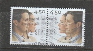 Denmark  Scott#  1275  Used Pair  (2004 Royal Wedding)