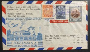 1946 Guatemala First Flight Airmail cover FFC to Corpus Christi TX USA PAA