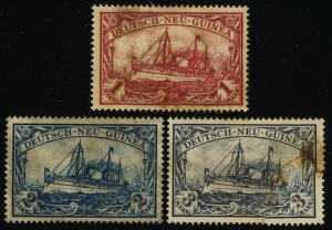 GERMAN NEW GUINEA Sc 16-18 MINT - 1901 Imp. Yacht Hohenzollern-Faults, see desc