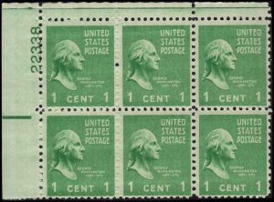 US #804 WASHINGTON MNH UL PLATE BLOCK #22338 DURLAND $1.25