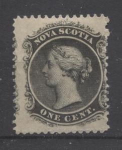 Nova Scotia #8 1c Grey Black 1860-63 Cents Issue - Yellowish Paper  VG-55 OG