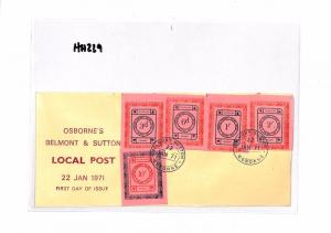 HH239 1971 GB POSTAL STRIKE Belmont & Sutton Emergency Mail FDC 