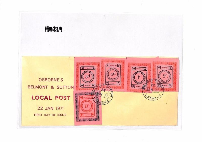 HH239 1971 GB POSTAL STRIKE Belmont & Sutton Emergency Mail FDC 