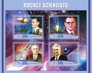 Stamps. Space Rocket Scientists Guyana 2022 year 1+1 sheets perforated