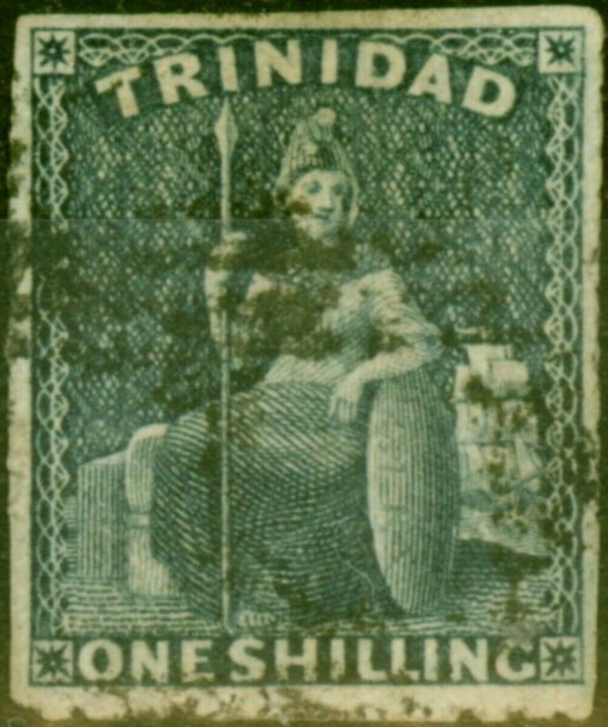 Trinidad 1859 1s Purple-Slate SG37 Pin-Perf 12.5 Fine Used Scarce Classic