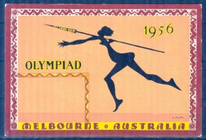 Australia 1956 Olympics Games Melbourne Javelin Postcard