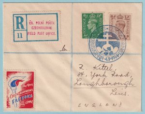 GREAT BRITAIN CZECHOSLOVAKIA FIELD POST 1944 INTERESTING COVER PATRIOTIC! CV61