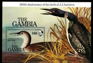 ES-1103 THE GAMBIA 1985 Birds 200th Birth JJ Audubon SCOTT 555 S/S MHN $10