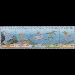 ST.KITTS 1994 - Scott# 373 Dinosaurs H.K. Set of 5 NH perf.toned