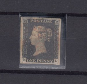 GB QV 1840 1d Penny Black 4 Margin VFU BP10081