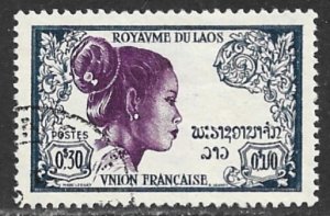 LAOS 1951-52 30c Laotian Woman Pictorial Sc 3 VFU