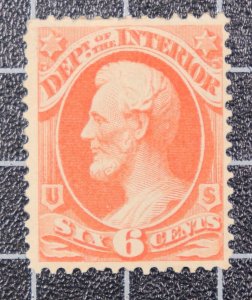 Scott O18 6 Cents Interior Official OG MH Nice Stamp SCV $70.00