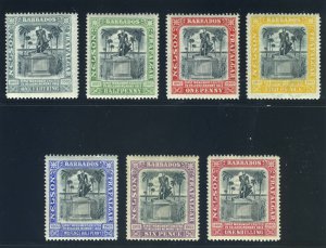 Barbados 1906 Nelson Centenary set complete MLH. SG 145-151. Sc 102-108.