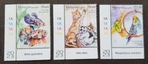 Malaysia Pets 2023 Fighting Fish Cat Bird Parrot (stamp plate) MNH