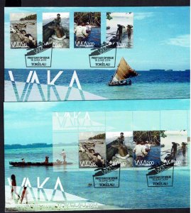 Tokelau: 2014,  Valka, (5 Person Canoe)  2 First Day covers, set + M/Sheet.