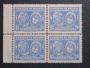 ​BOLIVIA 1947- SC#C118 ARMS OF BOLIVIA /ARGENTINA -MNH BLOCK VF-75 YEARS OLD