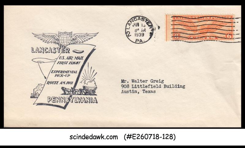 USA UNITED STATES - 1939 US AIR MAIL LANCASTER to AUSTIN - FFC