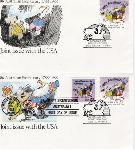 Australia # 1052, Bicentenary + Joint Issue with USA First Day Cover