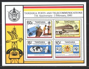 Tanzania. 1983. bl31. Telecommunications, communications, pigeon. MNH.