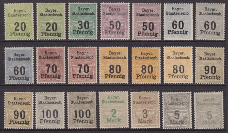 Germany, Bayerische Staatseisenbahnen, Barr 41a/52, 1910 Railroad Stamps