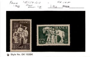 France, Postage Stamp, #B159-B160 Mint LH, 1943 World War 2 (AC)