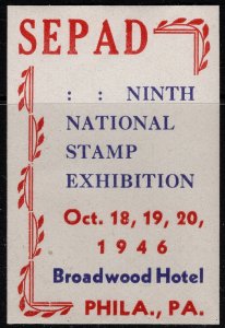 Scarce 1946 US Cinderella SEPAD Ninth Annual Stamp Exhibition Oct. 18-20, 1946 M