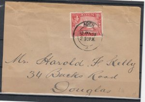 Aden KGVI 1939 1 1/2A Cover To Isle Of Man Postal History JK3483