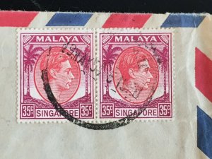 Malaya 1953 Singapore KGVI 35c x 2V Air Mail Cover to Northampton England SG#25a