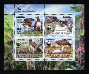 GUINEA 2019  WWF BIRDS OF PREY SHEET OF FOUR GOLD REVALUED  MINT NEVER HINGED