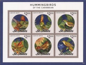 St Kitts - 2014 Hummingbirds of the Caribbean - 6 Stamp Sheet - Scott #862