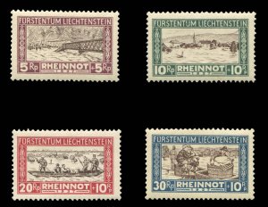 Liechtenstein #B7-10 Cat$220, 1928 Rhine Floods, set of four, never hinged