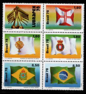 Brazil Scott 1577-1581a MNH** 1978 state flag block