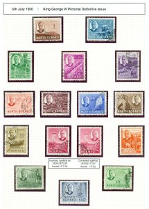 SG 356-370 North Borneo 1950-52. 1c-$10 set of 16. Very fine used CAT £150