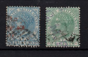 Straits Settlements QV 1867 12c & 24c fine used SG15-16 WS31663