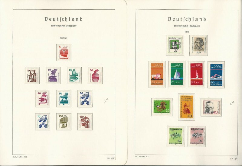 Germany Stamp Collection on 24 Hingless Lighthouse Pages, 1971-1976, JFZ