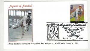 LEGENDS OF BASEBALL FDC 3408S DIZZY DEAN 1934 WORLD SERIES SCARCE Twin Rivers #1