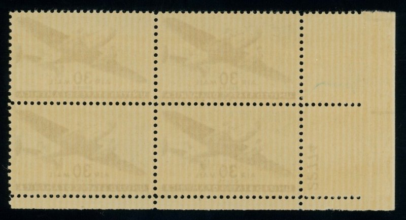 UUS Stamp #C30 Twin Motor Transport 30c, Plate Block of 4 - MNH - CV $9.00