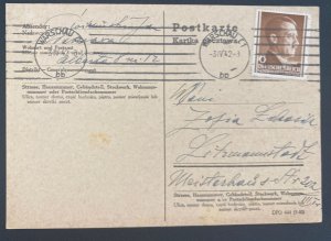 1942 Warsaw GG Poland Germany Postcard Cover To Litzmannstadt Ghetto