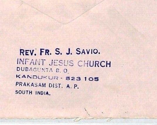 CM51 1986 INDIA Cover Missionary Air Mail MIVA 