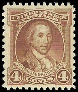 # 709 Mint Hinged Light Brown Washington Bicentennial
