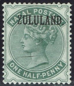 ZULULAND 1888 QV NATAL ½D WITH STOP