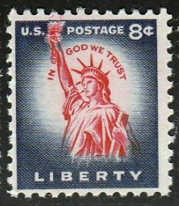 U.S. #1041 Red Color Shift Error Up Through Margin, MNH.