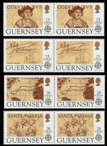 Guernsey 556-559 Christopher Columbus Portrait horz pair set 4x2 MNH 1992