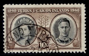 TURKS & CAICOS ISLANDS GVI SG215, 5s black & green, FINE USED.