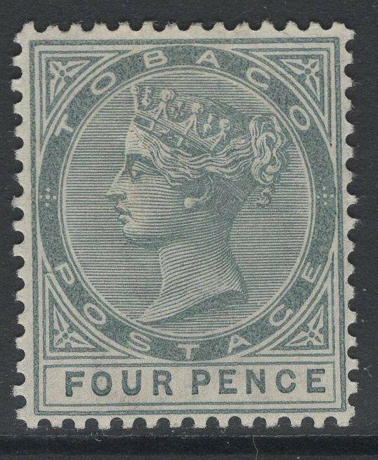 TOBAGO SG22ca 1885 4d GREY SLASH FLAW REPAIRED MTD MINT