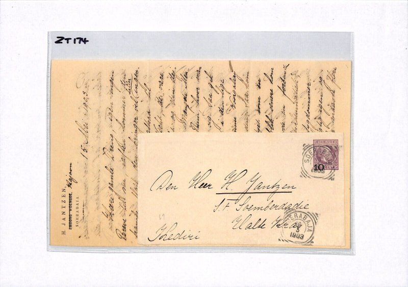 DUTCH EAST INDIES Cover Soerabaja 1903 Contents Stationery {samwells}ZT174