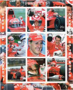 Kyrgyzstan 2000 FORMULA 1 Michael Schumacher Champion of the World Sheetlet MNH